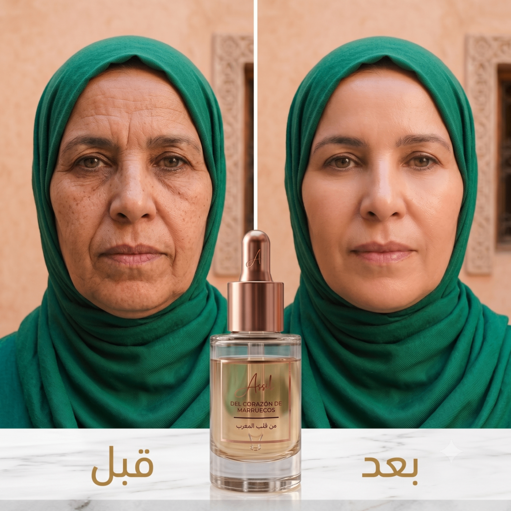 قبل وبعد استعمال سيروم أصيل